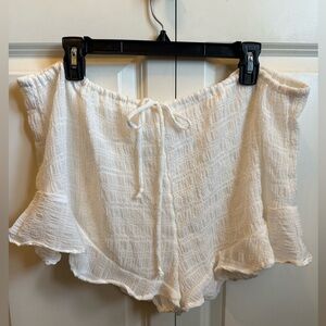 Wild Fable White Ruffle Textured Swim Coverup Sheer Shorts